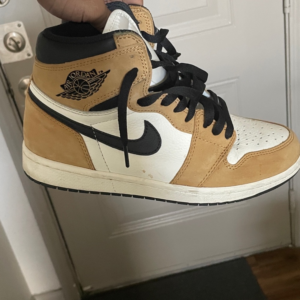 Jordan Tan and Black High-Top Sneakers